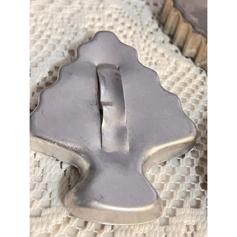 Vintage Aluminum Christmas Cookie Cutter Set Santa Tree Heart Moon Star 5 Pc